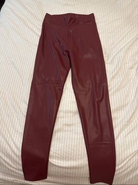 Women’s Faux Leather Pants in Deep Burgundy - Sleek Everyday Style